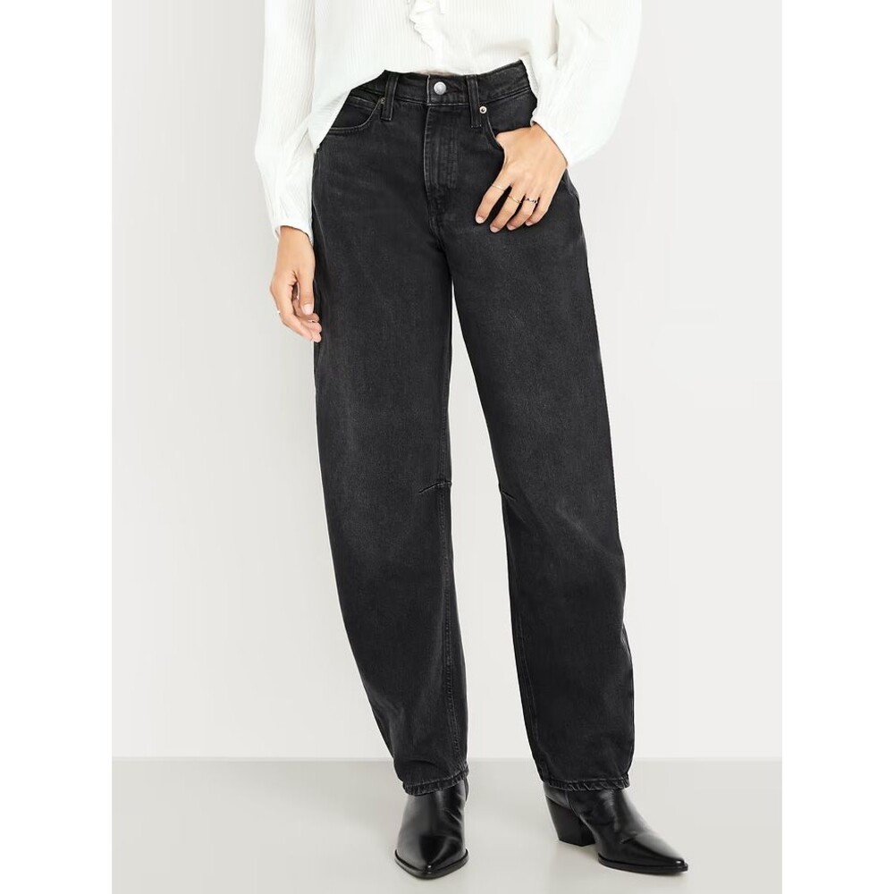 Old Navy Baggy Barrel Jeans Womens 18 Tall Black Wash NEW